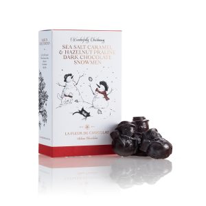 Caramel and Praline Filled Dark Chocolate Snowmen