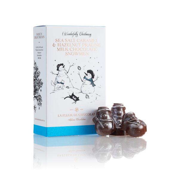 Milk Chocolate Snowmen Filled with Caramel and Praline